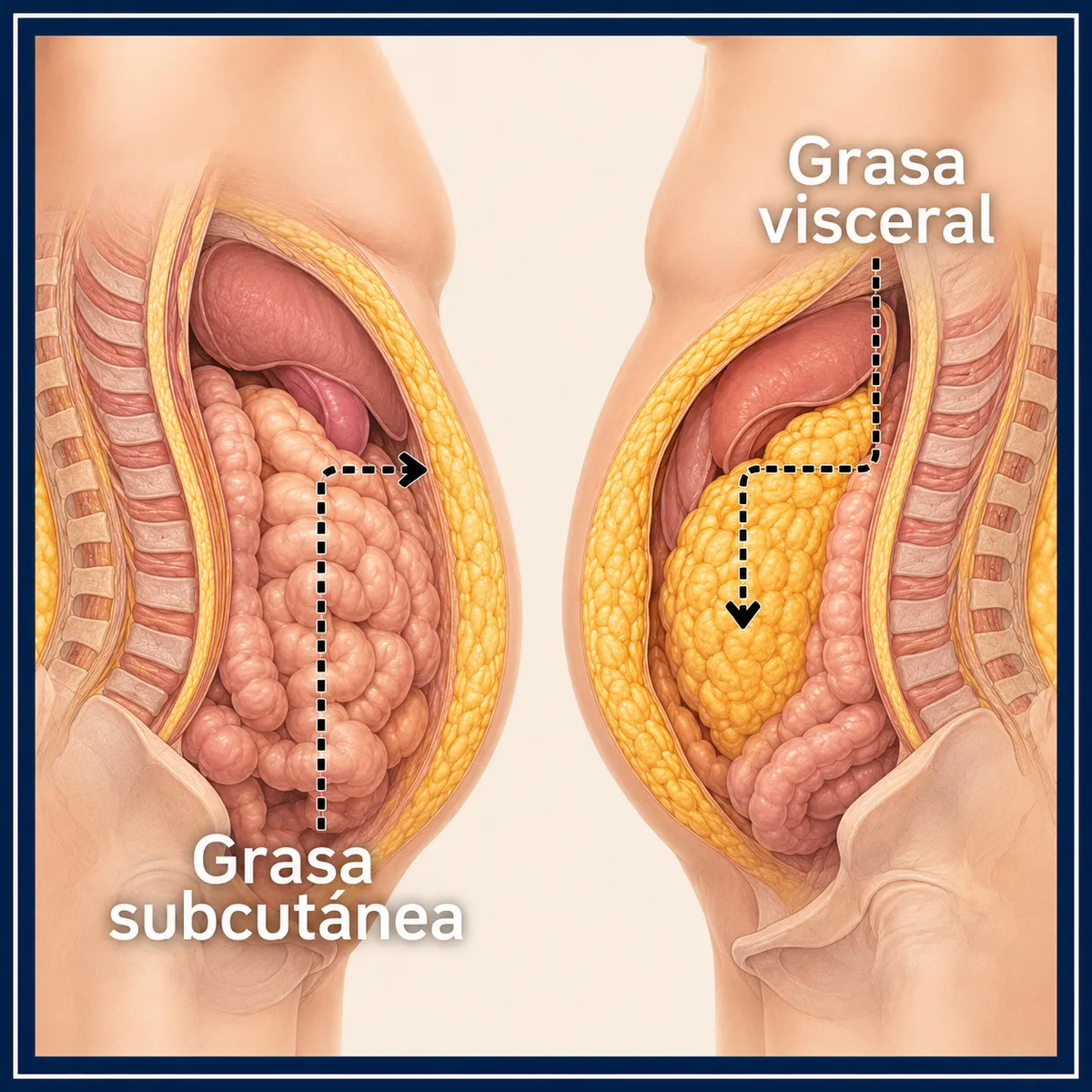 ¿Qué es la grasa visceral y por qué es más peligrosa que la grasa subcutánea?