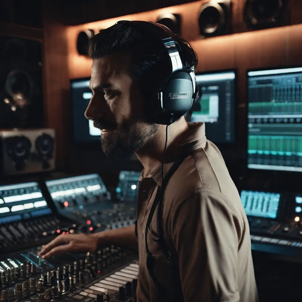 An image showing a producer mixing and mastering a song on a free site.