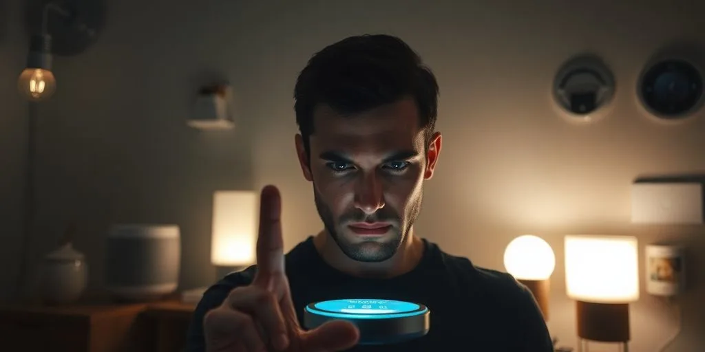 An image showing a man with a smart gadget.