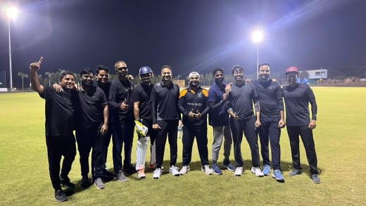 Startup Risers playing under floodlights