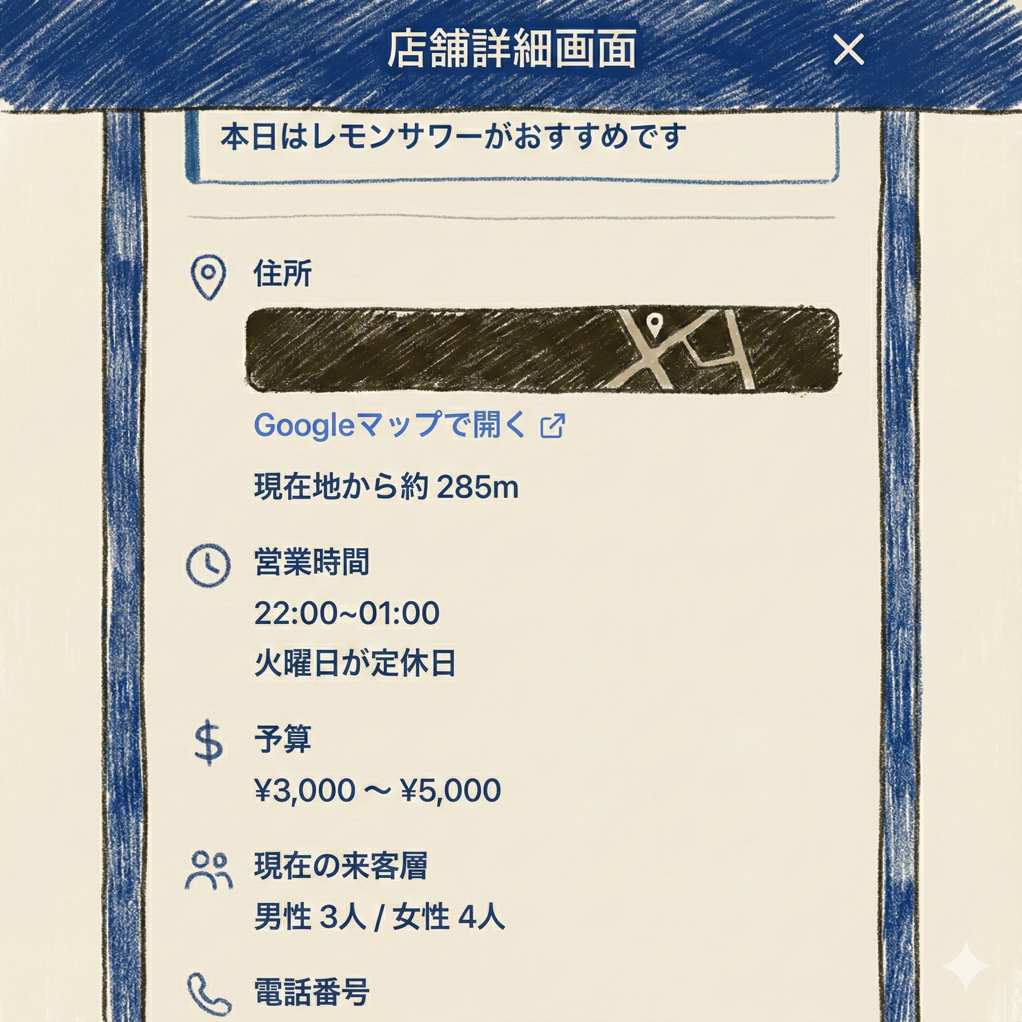 お店の情報を確認