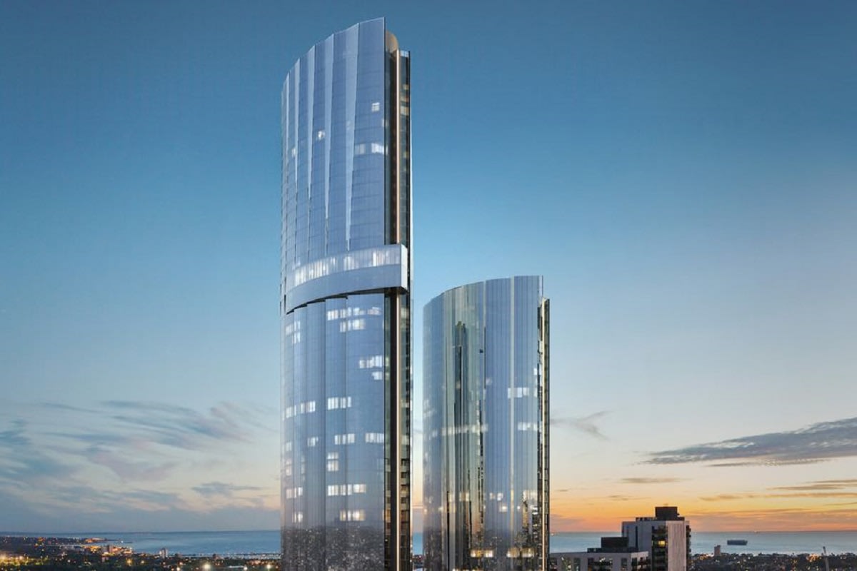 Rendering of Melbourne Square towers 1 and 2. Image by COX architecture.