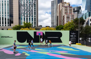 The future is in your court: Reko Rennie installs public art piece at residential Southbank project