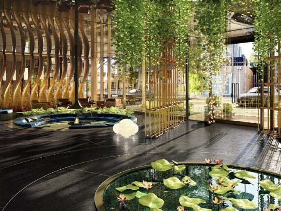 The hotel lobby is in stark contrast to the Industrial environment outside. The hotel lobby is in stark contrast to the Industrial environment outside.