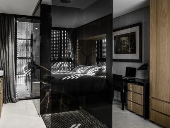 The warmth and softness of the interiors is in contrast to the dark steel exteriors. DKO and Slab Architecture snare gold for Campbell Street