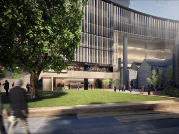 Wesley Place. Image courtesy of COX Office towers to the fore