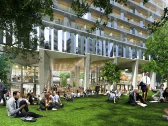 Collins Arch's new 1,500sqm park. Source: Cbus Property Cbus Property boss Adrian Pozzo discusses Collins Arch