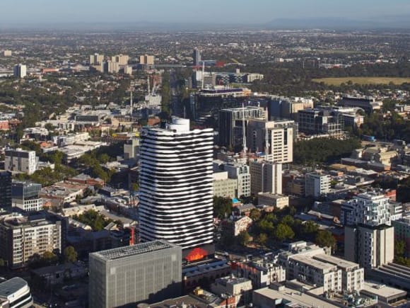 The freshly completed Swanston Square. Image courtesy Probuild Probuild crown their workbook with Aurora Melbourne Central