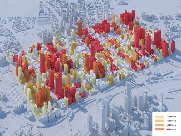 Bates Smart's development study highlights sites capable of accommodating office development. Image: Bates Smart Bates Smart's Julian Anderson discusses commercial development feasibility in Melbourne's central city