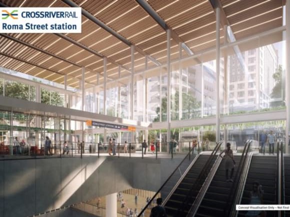 Concept render of Roma Street Station. Credit: Cross River Rail Brisbane’s Cross River Rail development consortia appointed by Queensland government