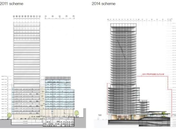360 Collins Street - section comparison. © Bates Smart 360 Collins Street set for a makeover