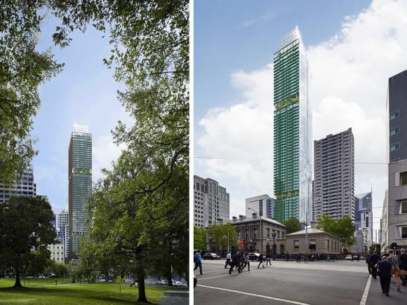 The tall-slender form of the tower. A rather Nouvel approach: 383 La Trobe Street designed to impress