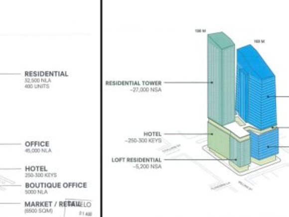 Alternative Spire (left) and Bridge concept designs (right). Image courtesy SHoP / Woods Bagot The case for 447 Collins Street