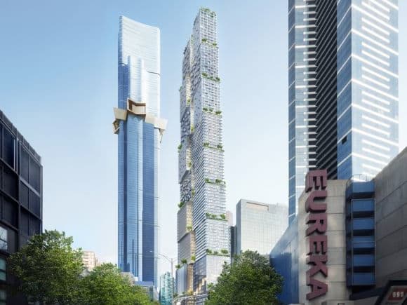 The Lanescraper by BIG + FKA. Images: BIG Southbank by Beulah designs revealed at Future Cities Symposium