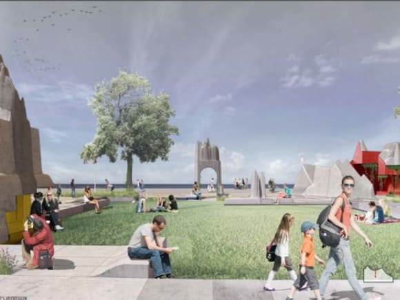 Monument Park looking towards Victoria Harbour. © MAB Monument Park NewQuay