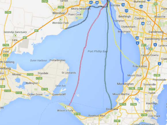 Possible Ferry Routes in Port Phillip Bay Harbouring doubts - are ferries for Melbourne viable?