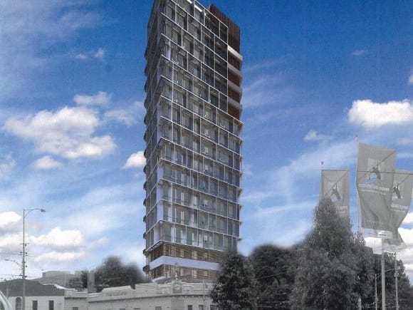 North east perspective of the proposed tower. Image © Alfano Pty Ltd Planning Application > 5 Bedford Place, North Melbourne