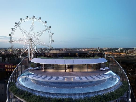 Marriott pool deck resplendent with infinity pool. Image: Capital Alliance Capital Alliance and DKO Architecture showcase Docklands and prepare Fishermans Bend