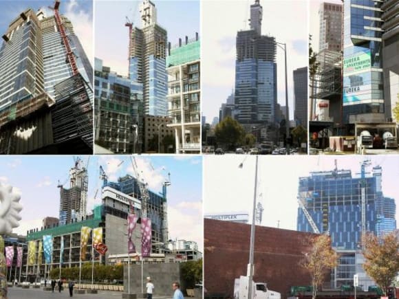 PwC, Freshwater Place and Eureka Tower circa 2004 Melbourne under construction > April 2004