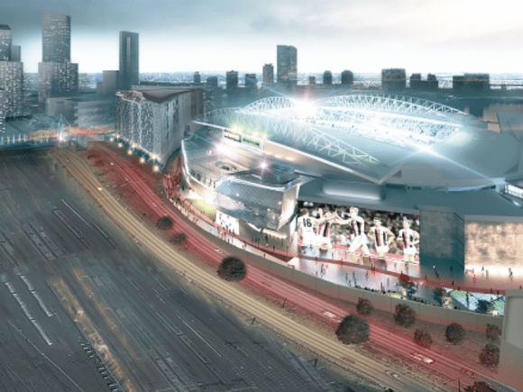 Artist's impression of what an Etihad Stadium upgrade might look like. Image: AFL Etihad Stadium's redevelopment to improve links to CBD and Victoria Harbour
