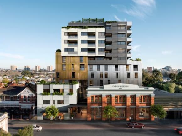 Pace of Abbotsford with the retained facade of St Crispin House. Image: Pace Development Group Q+A with Pace's new development manager Georgia Willis