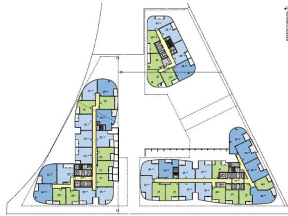 Typical Tower floor plates. Image courtesy of Lend Lease. Planning Application: 614-666 Flinders Street, Docklands