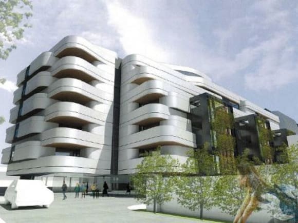 Artist's impression of apartment building A. Image © Rothelowman Planning Application: 310-324 Malvern Road, Prahran