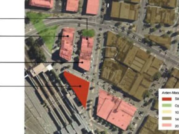 Arden-Macaulay preliminary height limits. Image © Urbis Cbus enters West Melbourne with 9 Dryburgh Street