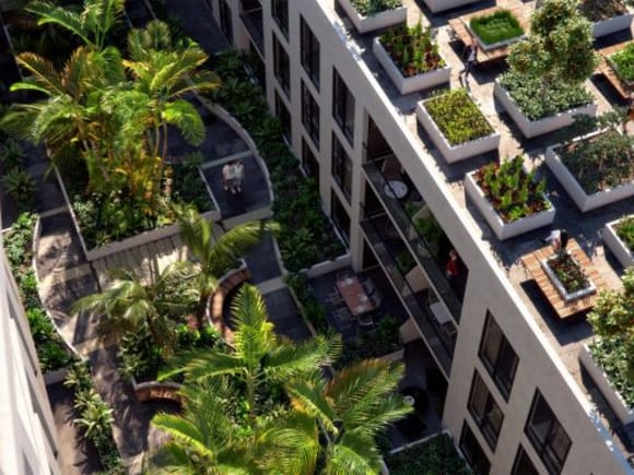 Oros includes heavy greenery to communal spaces Construction begins on Monash's second major mixed-use development