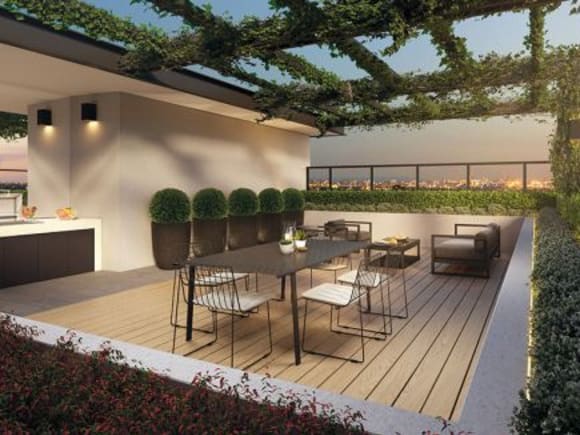 Linc's outdoor entertaining area. Image: Revel Development Group Essendon Station fast becoming a magnet for apartment developments