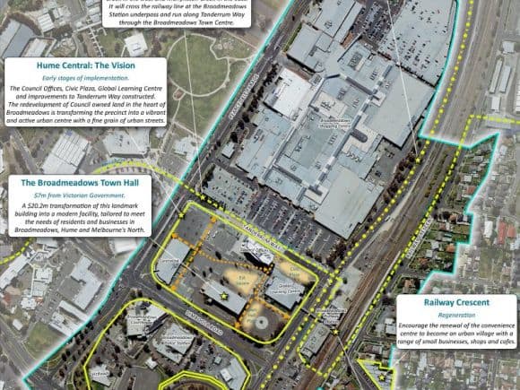 Broadmeadows town centre from above. Image: MPA Broadmeadows receives a boost as urban regeneration beckons