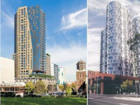 The West Melbourne foursome. Images courtesy FK, Inhabit, Bruce Henderson & EF West Melbourne the new Southbank?