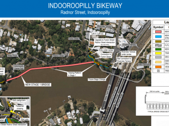 Preliminary design for the new bridge plan - image: Brisbane City Council Brisbane City Council unveils Indooroopilly bikeway project