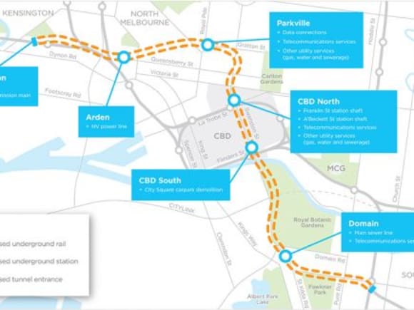Overview of early works package components: www.melbournemetro.vic.gov.au Early works package contract signed for Melbourne Metro and other national rail news