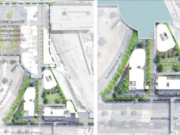 The Melbourne Quarter masterplan. Image courtesy of Lend Lease. Planning Application: 614-666 Flinders Street, Docklands