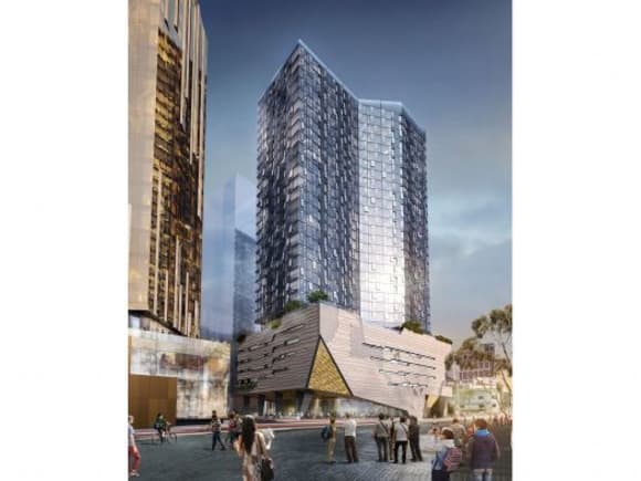 Perth Hub residential tower. Credit: Far East Consortium Far East Consortium's ‘Perth Hub’ proves popular with buyers who want to live next to Perth Arena
