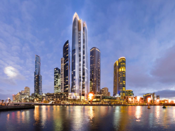 Queensbridge Tower from the Yarra's north bank Crown's Queensbridge Tower a step closer to fruition
