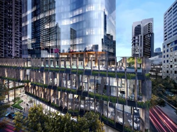 An elevated perspective of the podium. Image: 3L Alliance Construction beckons for Queens Place