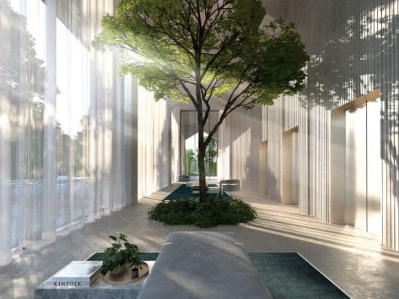 Artist impression of River One lobby. Artist impression of River One lobby.