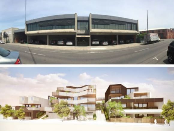 Existing and proposed including retained Brutalist elements. In detail: 122-138 Roseneath Street, Clifton Hill