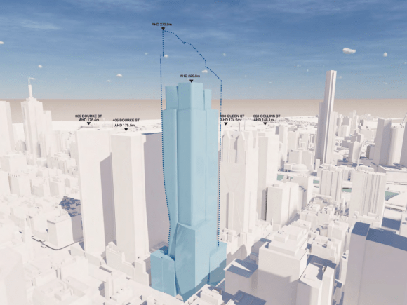 Before and after designs. Credit: Bates Smart Bates Smart release new designs for 435 Bourke Street in response to Melbourne City Council height amendment request