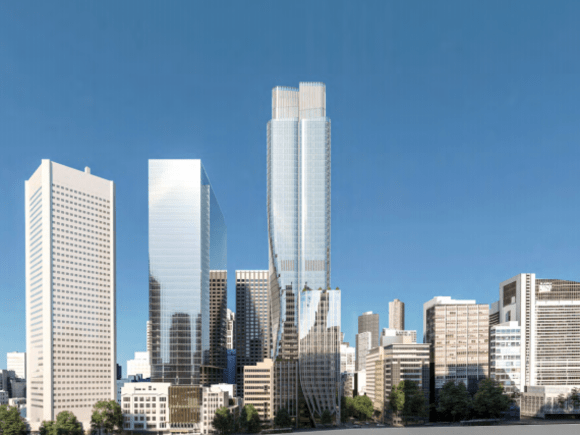 435 Bourke Street exterior render 2019. Credit: Bates Smart Bates Smart release new designs for 435 Bourke Street in response to Melbourne City Council height amendment request