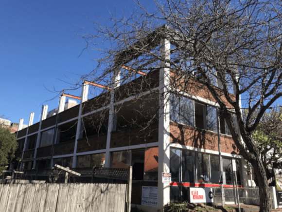 On-site construction image, current development – removal of interior fabric and reinforcement of the top floor for construction of the new penthouse level. The untapped opportunities of adaptive reuse