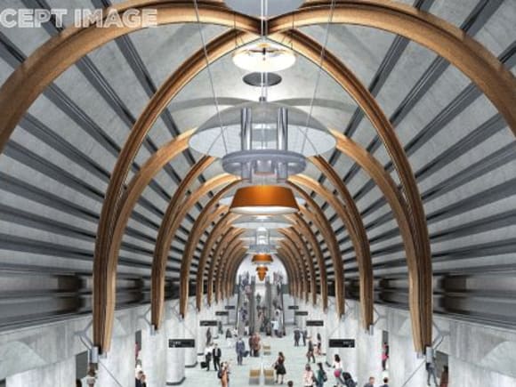 Another perspective on State Library's platform ceiling - image: Rail Projects Victoria Melbourne Metro's finalised station designs unveiled