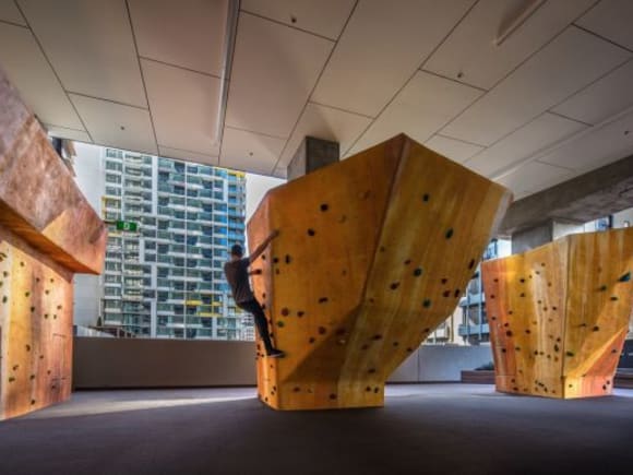The 'Bouldering Cave'. Image courtesy of Far East Moving on up: Upper West Side unveils its rooftop garden