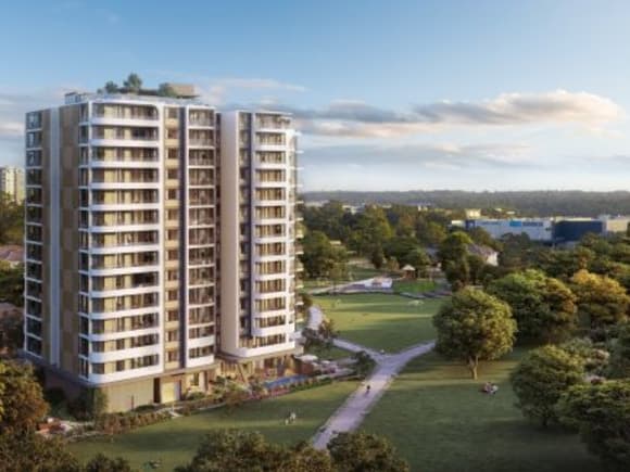 The 15 level apartment complex in Sydney's Macquarie Park development. Credit: Sundale Platinum on Peach Tree provides idyllic apartment-living for families