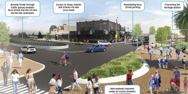 Give the road under rail grade separation at Buckley Stre...