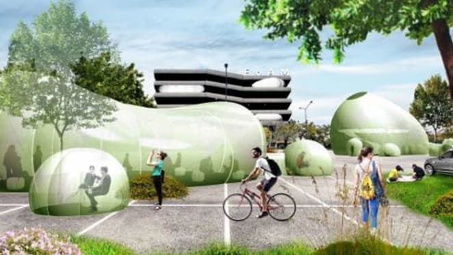 Inflatable offices of the future for digital nomads
