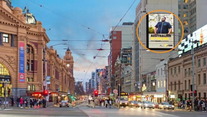 Signage on Melbourne's busiest corner for Burgess Rawson auction