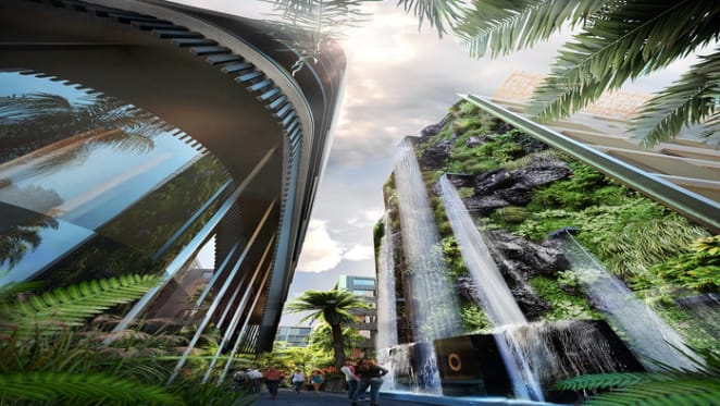 Crown Group reveals Australia's tallest man made waterfall in Waterloo project